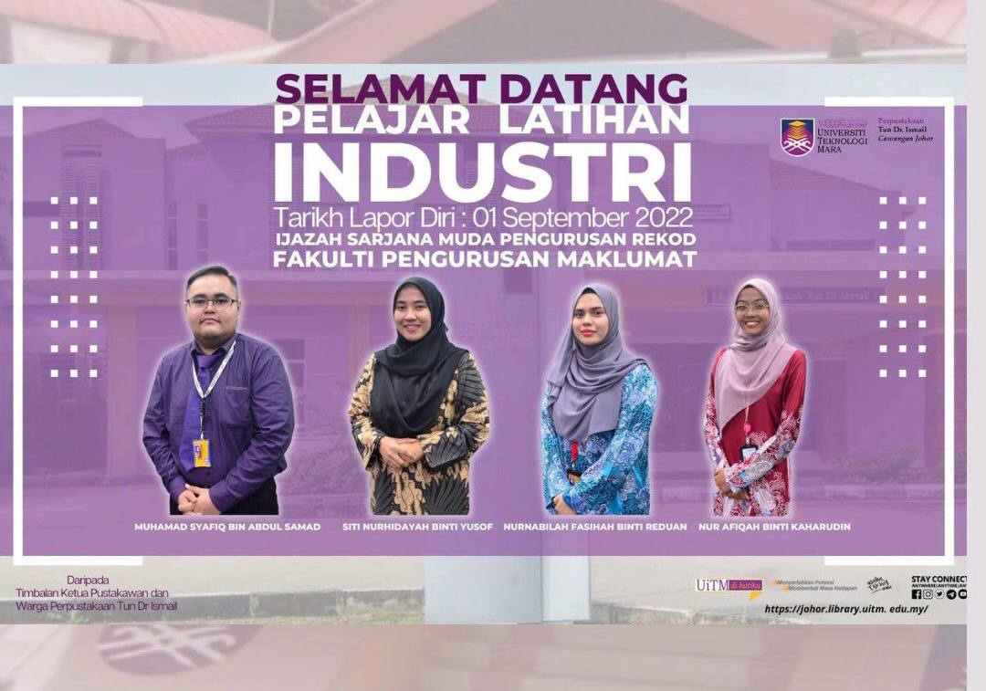 Pelajar Latihan Industri di Unit Arkib Cawangan UiTM Johor